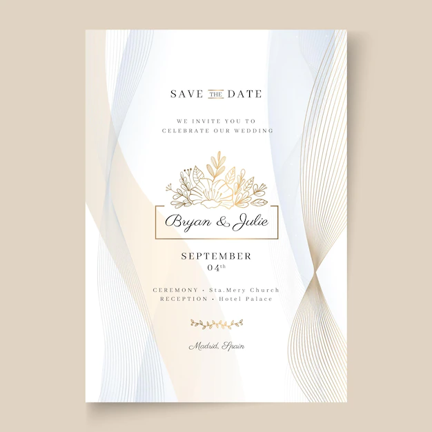 Free Vector | Minimalist style wedding card template