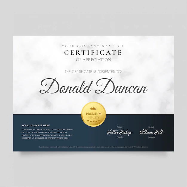 Free Vector | Modern certificate with marble texture
