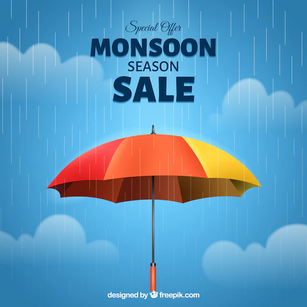 Free Vector | Monsoon sale composition with realistic umbrella
