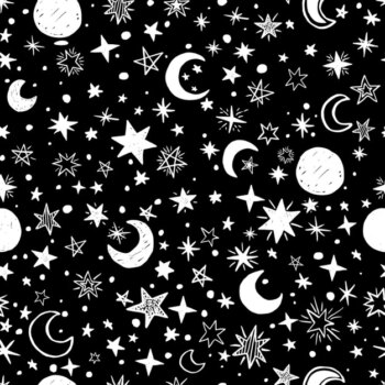 Free Vector | Moons and stars black and white background