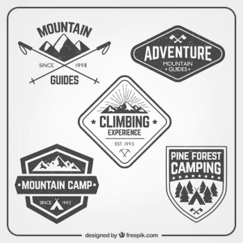 Free Vector | Mountain climbing badges pack