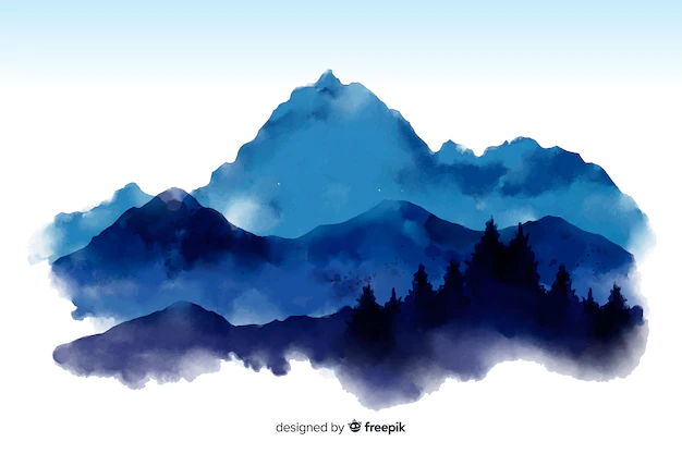 Free Vector | Mountain watercolor view background