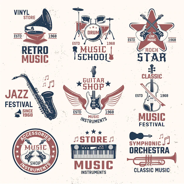 Free Vector | Music retro style emblems