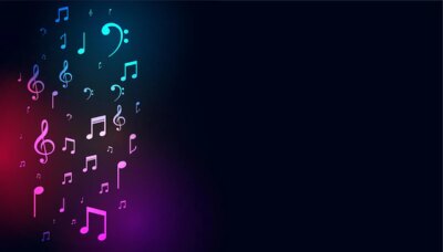 Free Vector | Musical colorful notes on dark background