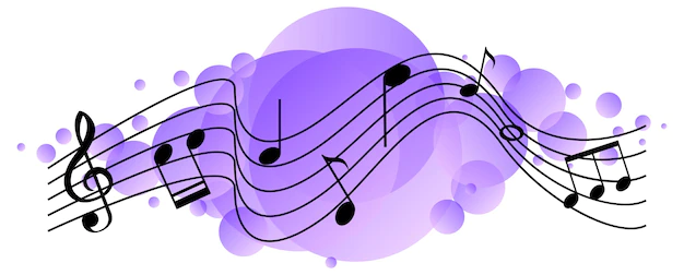 Free Vector | Musical melody symbols on purple splotch