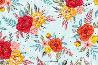 Free Vector | Natural background with colorful painted flowers