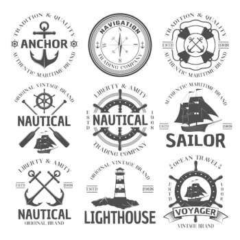 Free Vector | Nautical emblem set