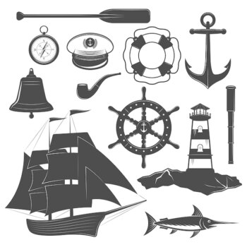 Free Vector | Nautical icon set