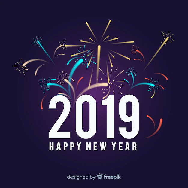 Free Vector | New year 2019 composition with fireworks