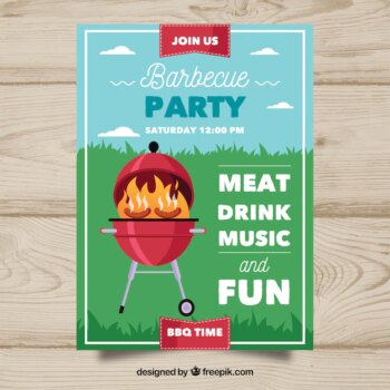 Free Vector | Nice barbecue party poster in flat design