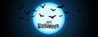 Free Vector | Night full moon with flying bats halloween illustration