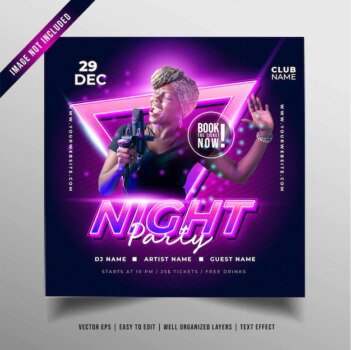 Free Vector | Night music party banner