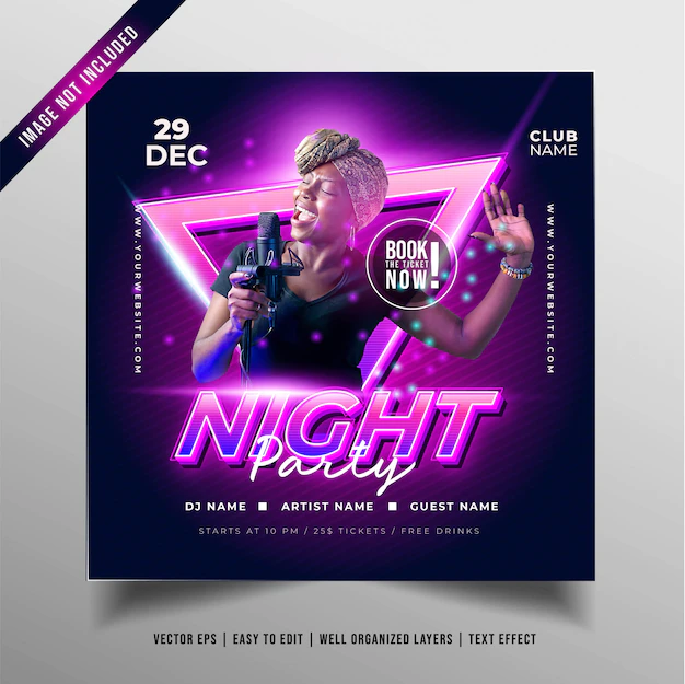 Free Vector | Night music party banner