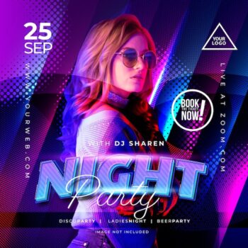 Free Vector | Night party music banner for social media template