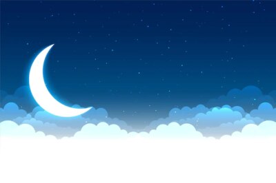 Free Vector | Night sky scene with clouds moon and stars