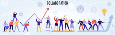 Free Vector | Office teamwork concept with people working together flat horizontal