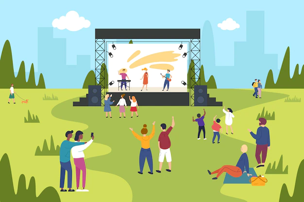 Free Vector | Open air concert illustration