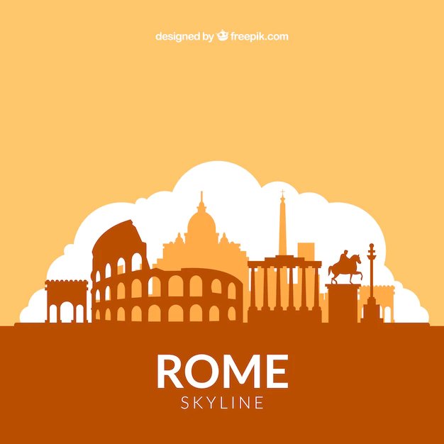 Free Vector | Orange skyline design of rome