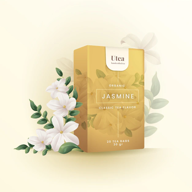 Free Vector | Organic jasmine herbal tea ad