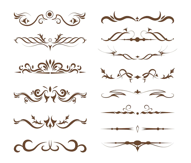 Free Vector | Ornamental dividers set on white background classic floral and ethnic ornaments embroidery