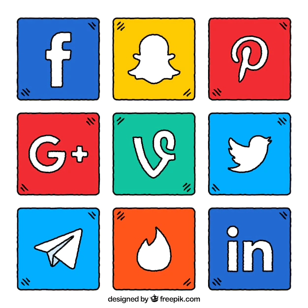 Free Vector | Pack of colorful squares with social network logos