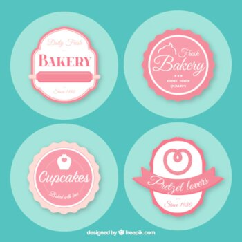 Free Vector | Pack of four vintage bakery badges