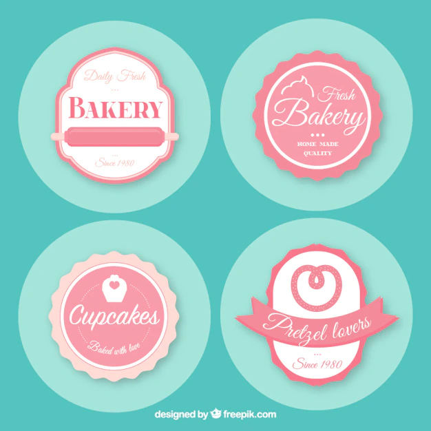 Free Vector | Pack of four vintage bakery badges