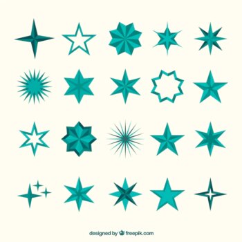 Free Vector | Pack of turquoise stars