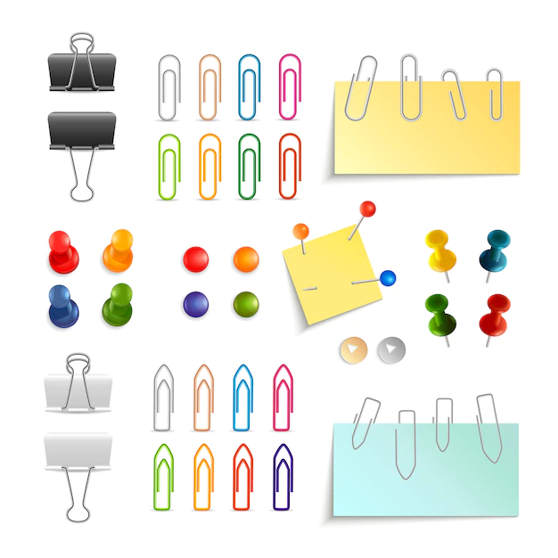 Free Vector | Paper clip and pin set