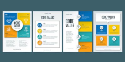 Free Vector | Paper style core values flyers