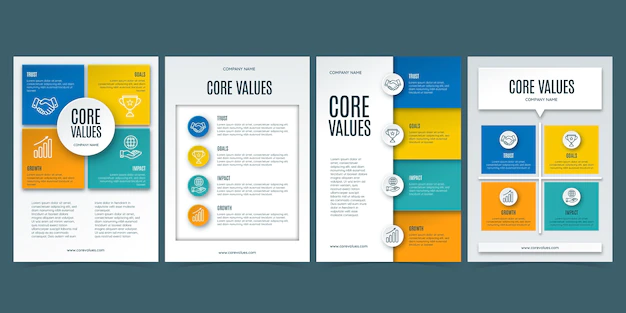 Free Vector | Paper style core values flyers
