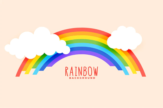 Free Vector | Paper style rainbow with clouds