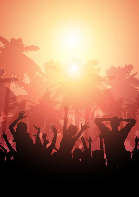 Free Vector | Party crowd on a summer background