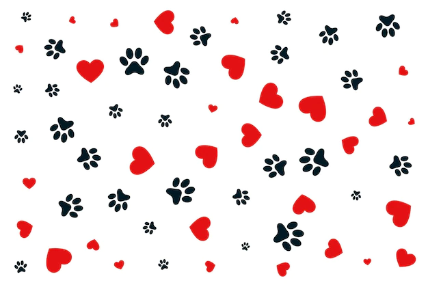 Free Vector | Paw print and heart pattern background