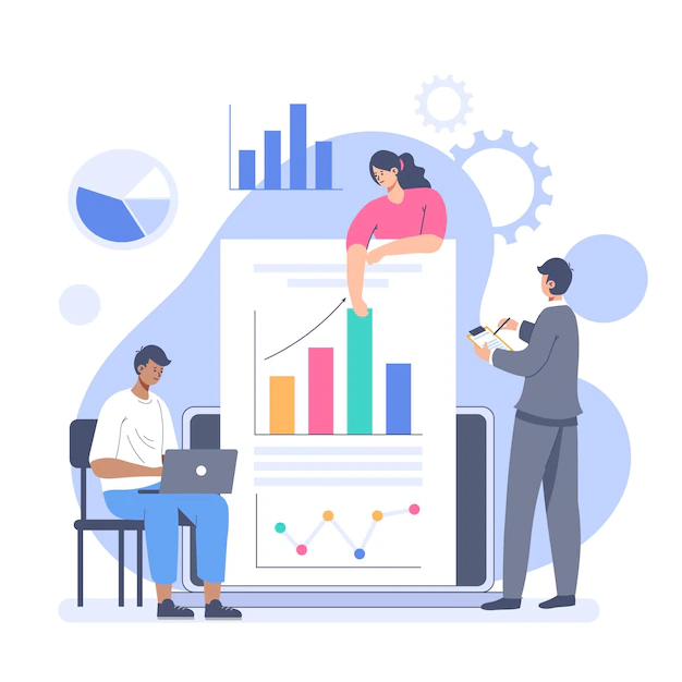 Free Vector | People analyzing growth charts illustrated
