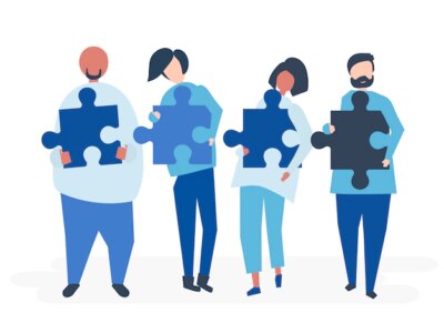 Free Vector | People from diverse backgrounds carrying jigsaw pieces