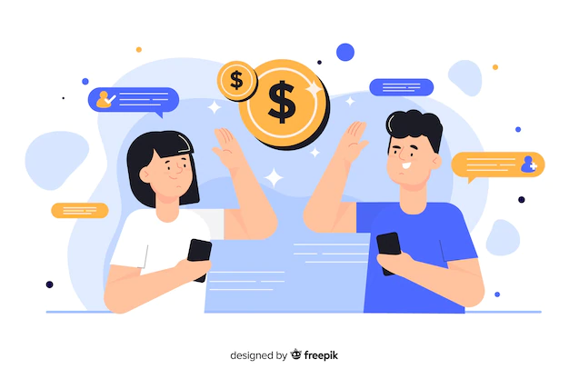 Free Vector | People making money from referral concept illustration