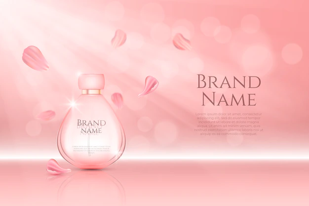 Free Vector | Perfume bottle cosmetic ad