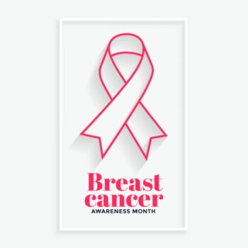 Free Vector | Pink line ribbon breast cancer awareness month poster