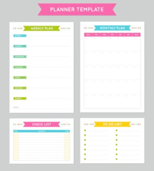 Free Vector | Planner template for business and studying