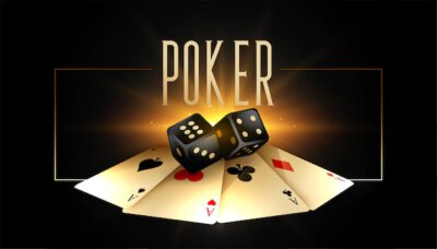 Free Vector | Poker background with golden cards and realistic dice