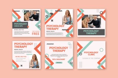 Free Vector | Psychology instagram posts collection
