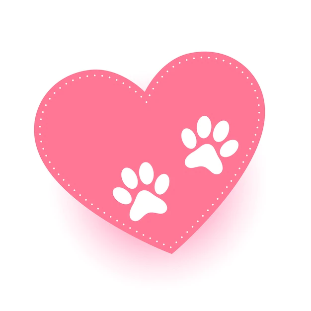 Free Vector | Puppy or kitten paw print on love heart background