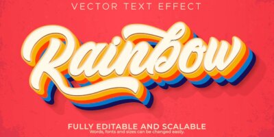 Free Vector | Rainbow text effect, editable vintage and script text style