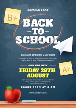 Free Vector | Realistic back to school vertical sale flyer template