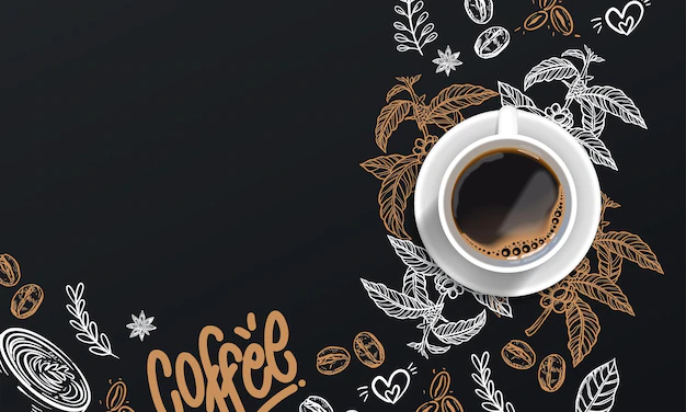 Free Vector | Realistic coffee background with drawings