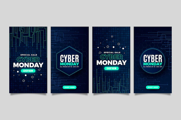 Free Vector | Realistic cyber monday instagram stories collection