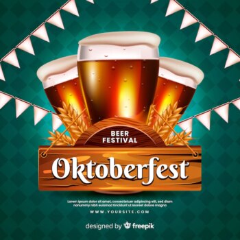 Free Vector | Realistic oktoberfest concept with beers