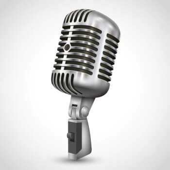 Free Vector | Realistic single silver microphone retro design with black switch