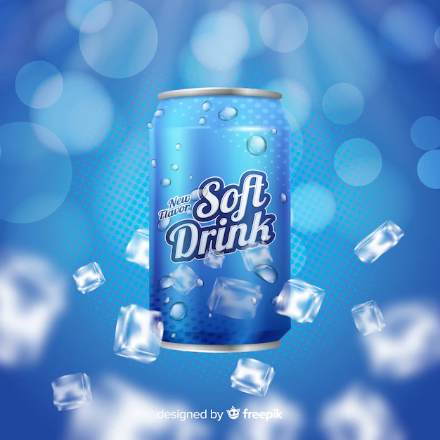 Free Vector | Realistic soda with ice advertisement